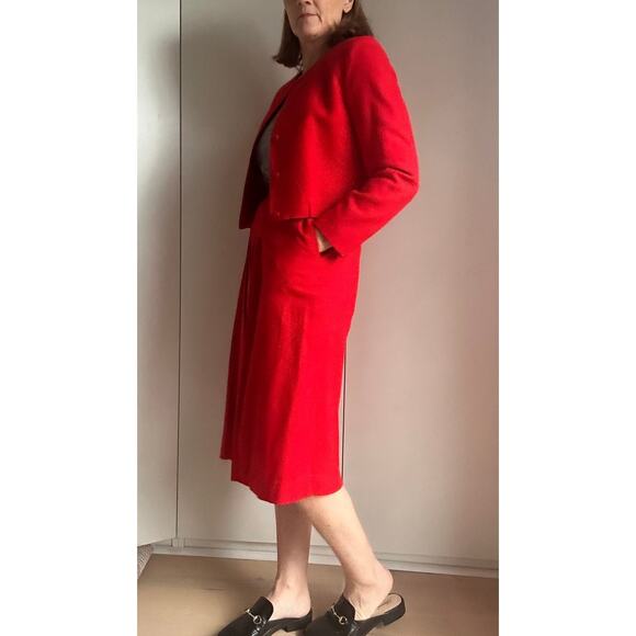 Vintage Pendleton Womens Wool Suit Skirt Set Red Size Small Ladylike Looks - Picture 5 of 11